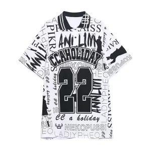 Diy White Graphic Cotton Turn-down Collar Summer Maxi Dresses