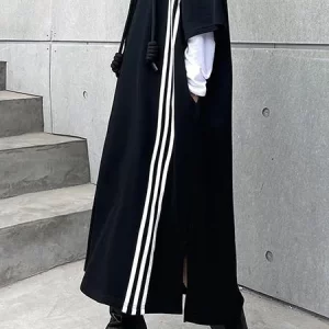 Boutique Black hooded Cotton side open Summer Dresses