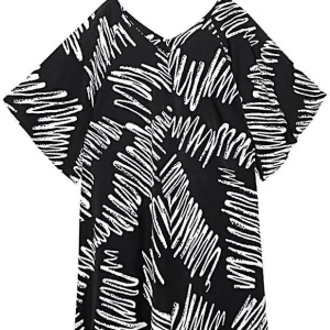 Stylish Black Print V Neck Summer Vacation Dress
