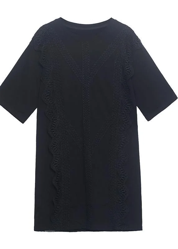 Organic Grey Cotton Patchwork Lace Summer Ankle Dress - Image 3