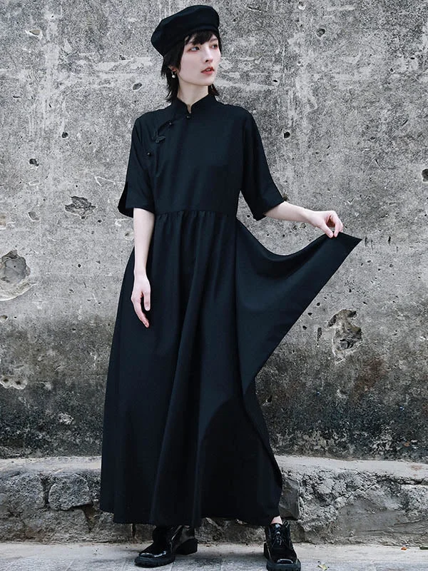 Vintage Asymmetric Buttoned Half Sleeves Cheongsams&Dress - Image 4