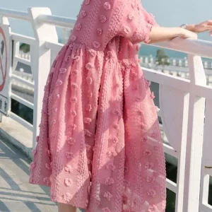 Pink Cinched Circle Summer Party Dresses