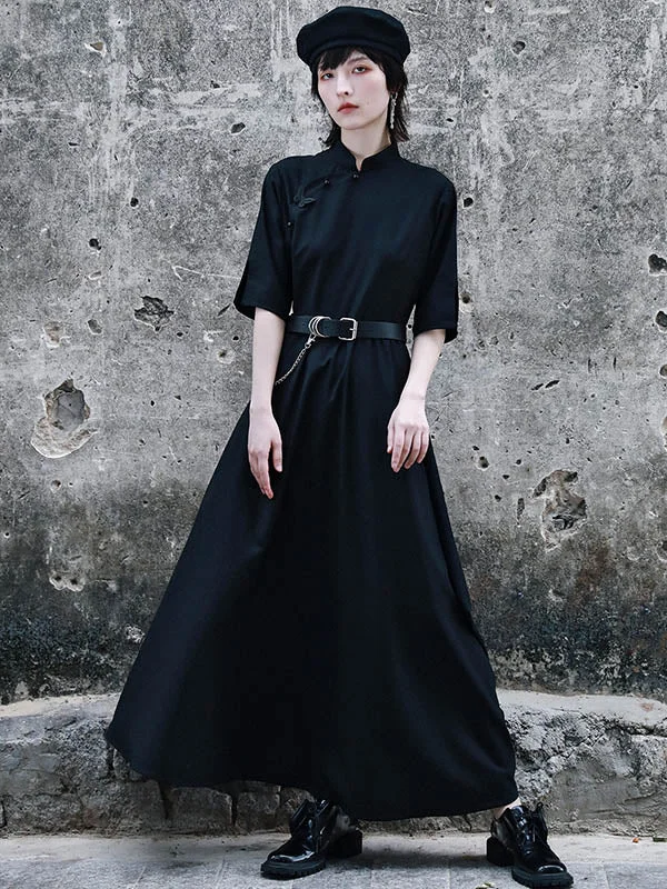 Vintage Asymmetric Buttoned Half Sleeves Cheongsams&Dress - Image 8
