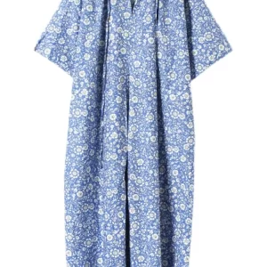Temperament Loose Y-neck Tie Floral Half Sleeve Dress